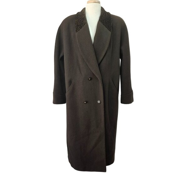 Donnybrook 80s Wool Coat Sz 10 Brown Animal Print Collar AS IS Costume Piece VTG - Picture 13 of 14
